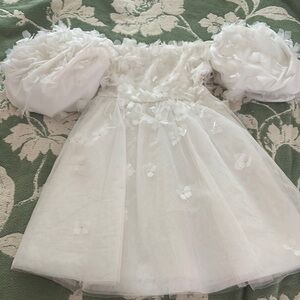 BHLDN White Mini Gown with Floral Accents